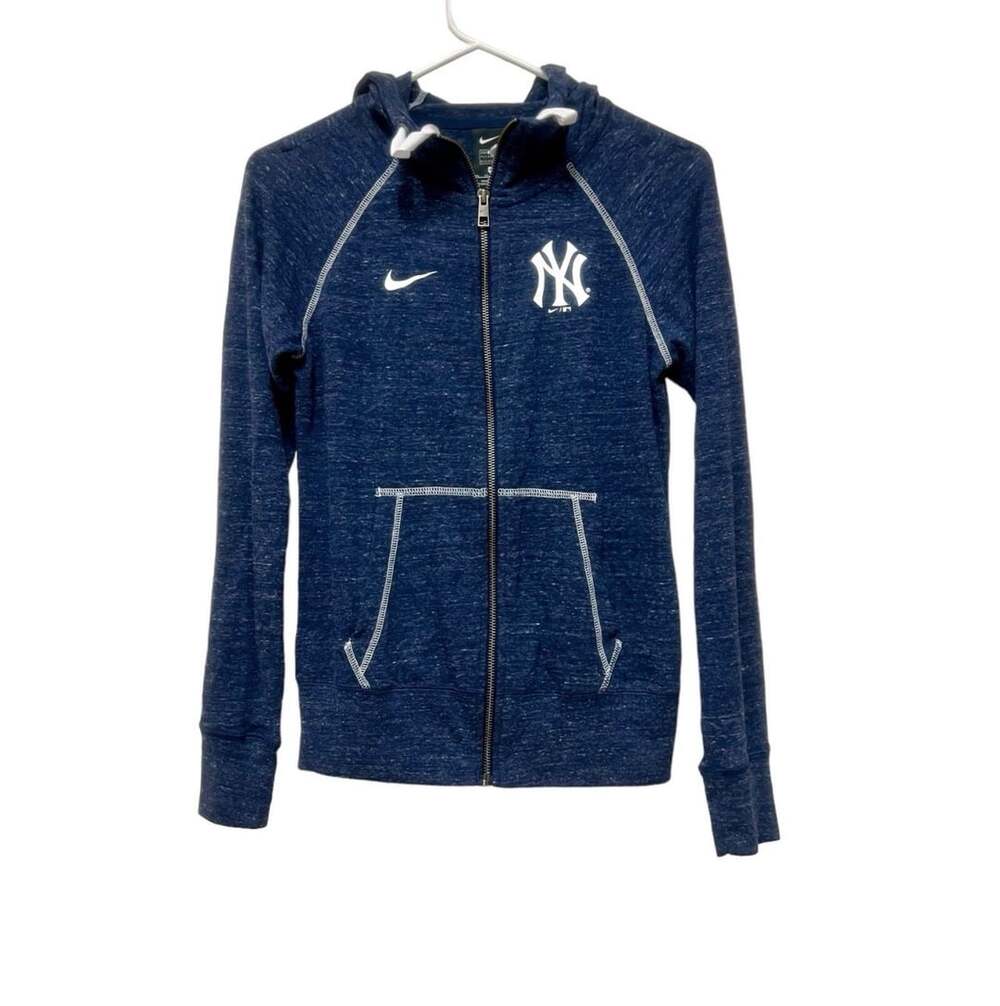Nike New York Yankees Full Zip Hoodie Size XS Blue Slub Lightweight